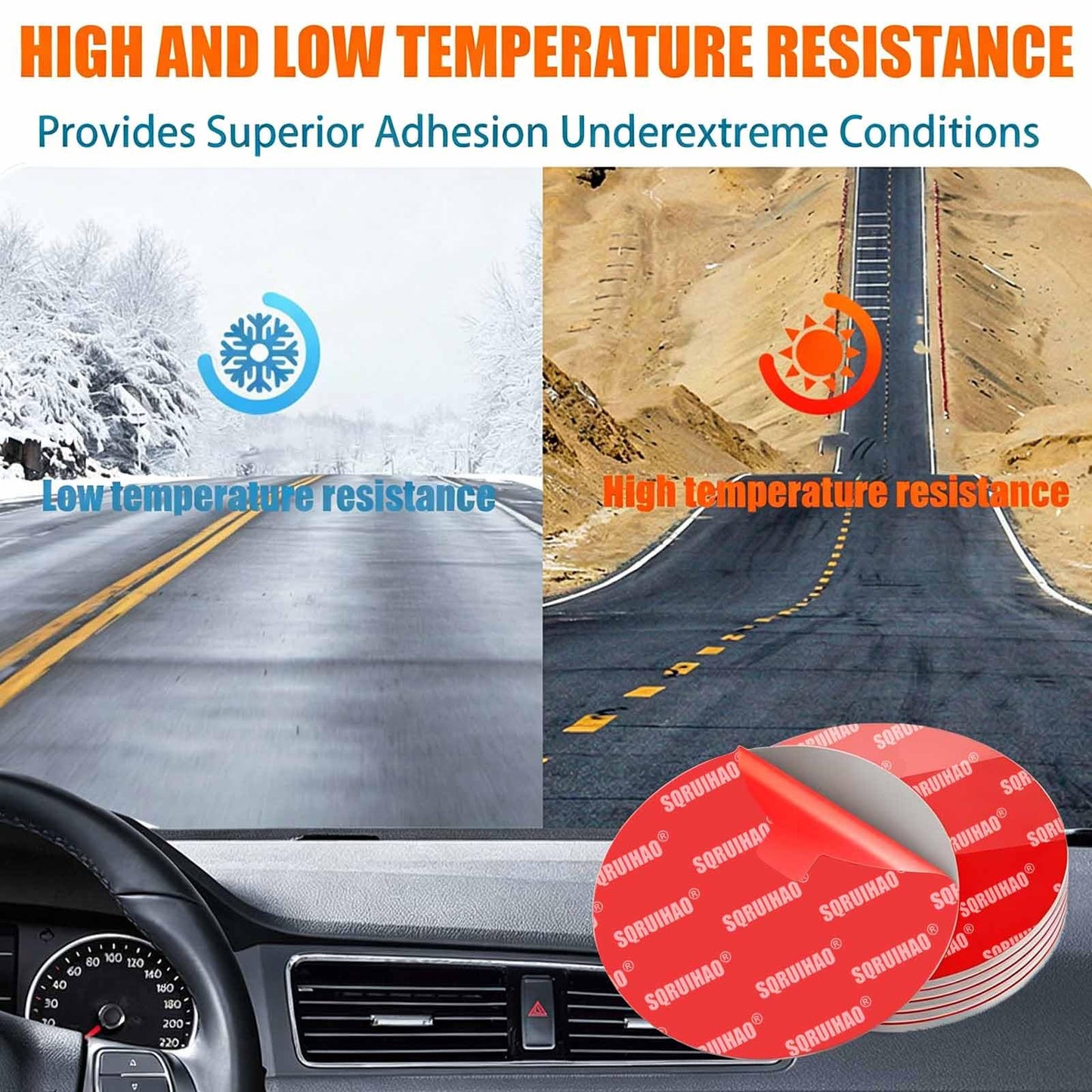 SQRUIHAO Sticky Adhesive Pads, 28PCS 2" Double Sided Pads, Heat Resistant Heavy Duty Adhesive Sticky Pads Replacement for Car Phone Holder Mount