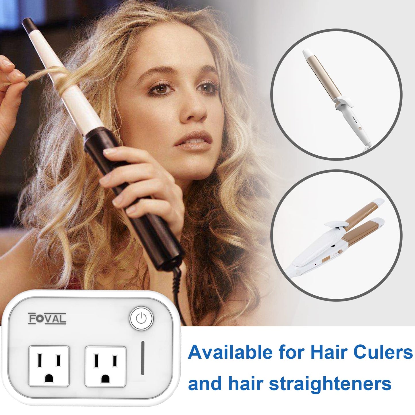 FOVAL Power Step Down 220V to 110V Travel Voltage Converter International Power Adapter for Hair Straightener/Curling Iron with 4-Port USB Charging…