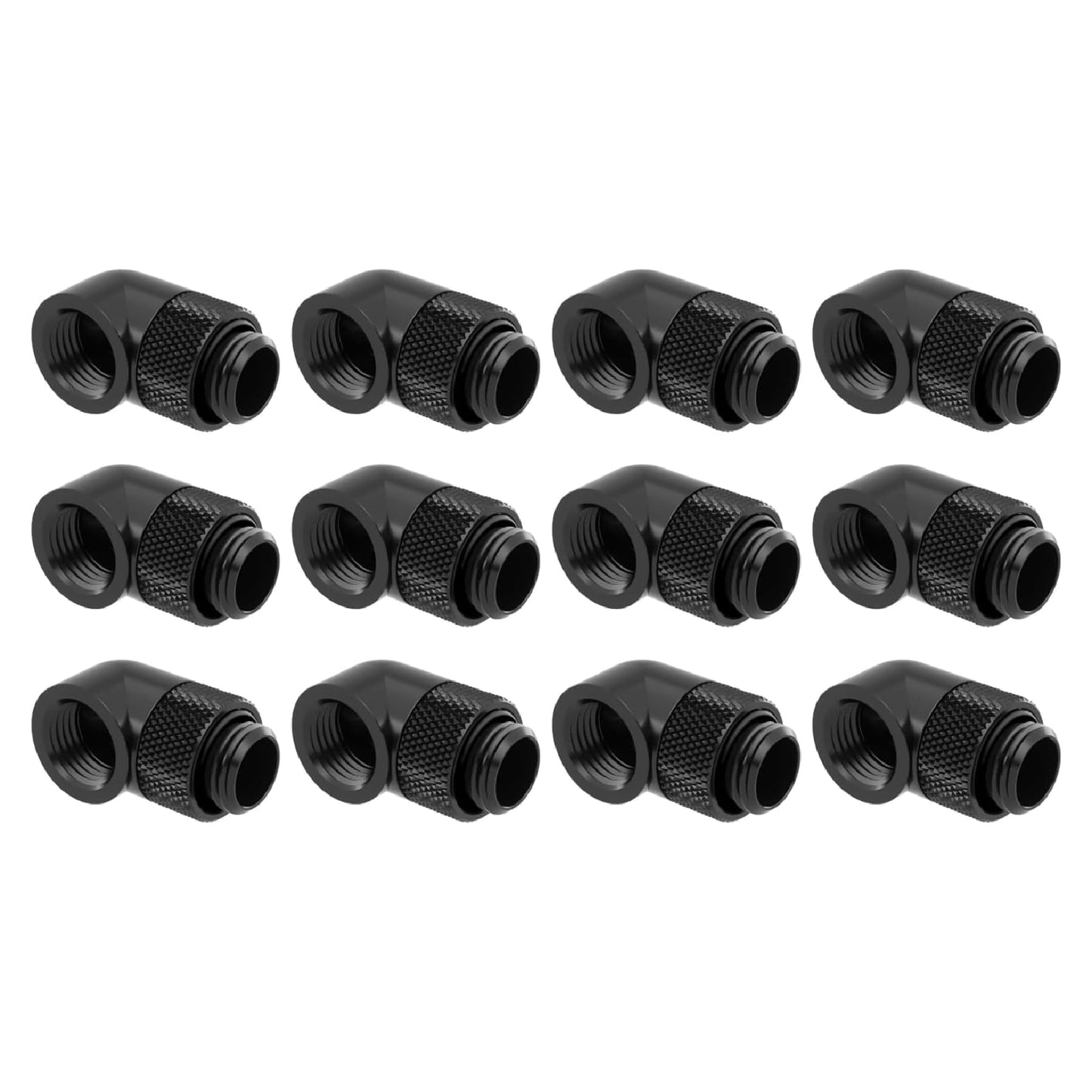 dracaena.io 12 Pack G1/4" 90° Rotary 360° Swivel Fitting, Male to Female Extender Adapter for PC Water Cooling Loop, Computer Liquid Cooling Fittings