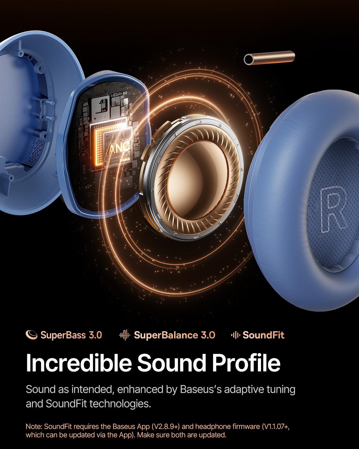 Baseus Inspire XH1 Adaptive Active Noise Cancelling Headphones, Sound by Bose, Dolby Audio, Premium Real-Time Adaptive ANC, Adaptive Tuning Rich…