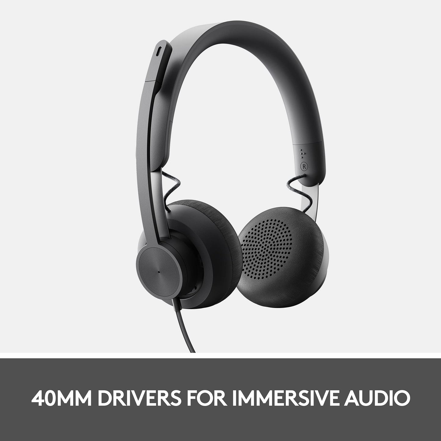 Logitech Zone 750 Wired On-Ear Headset with Advanced Noise-canceling Microphone, Simple USB-C and Included USB-A Adapter, Plug-and-Play Compatibility…