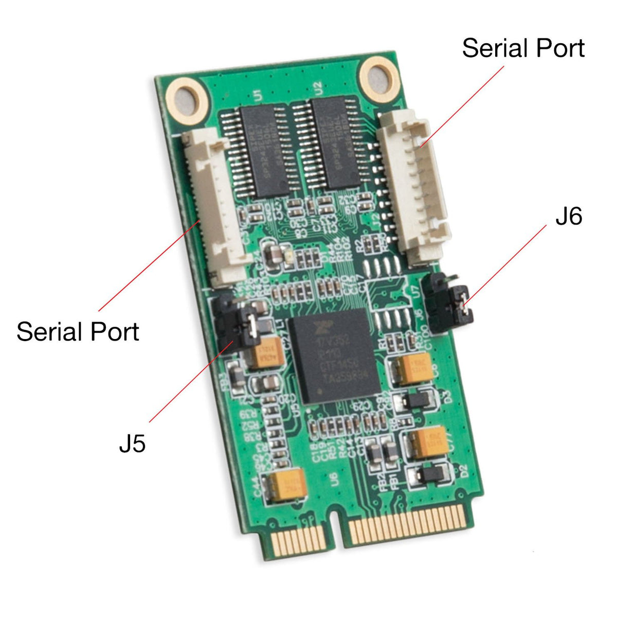 IO Crest SI-MPE15046 2 Port Serial DB9 Mini PCIe Expansion Card RS-232 6650 UART XR17V352