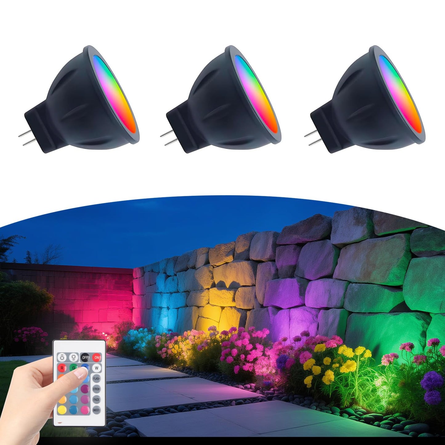 Makergroup MR11 LED Bulb 12V, RGB Color Changing GU4 LED Bulb 3-Pack