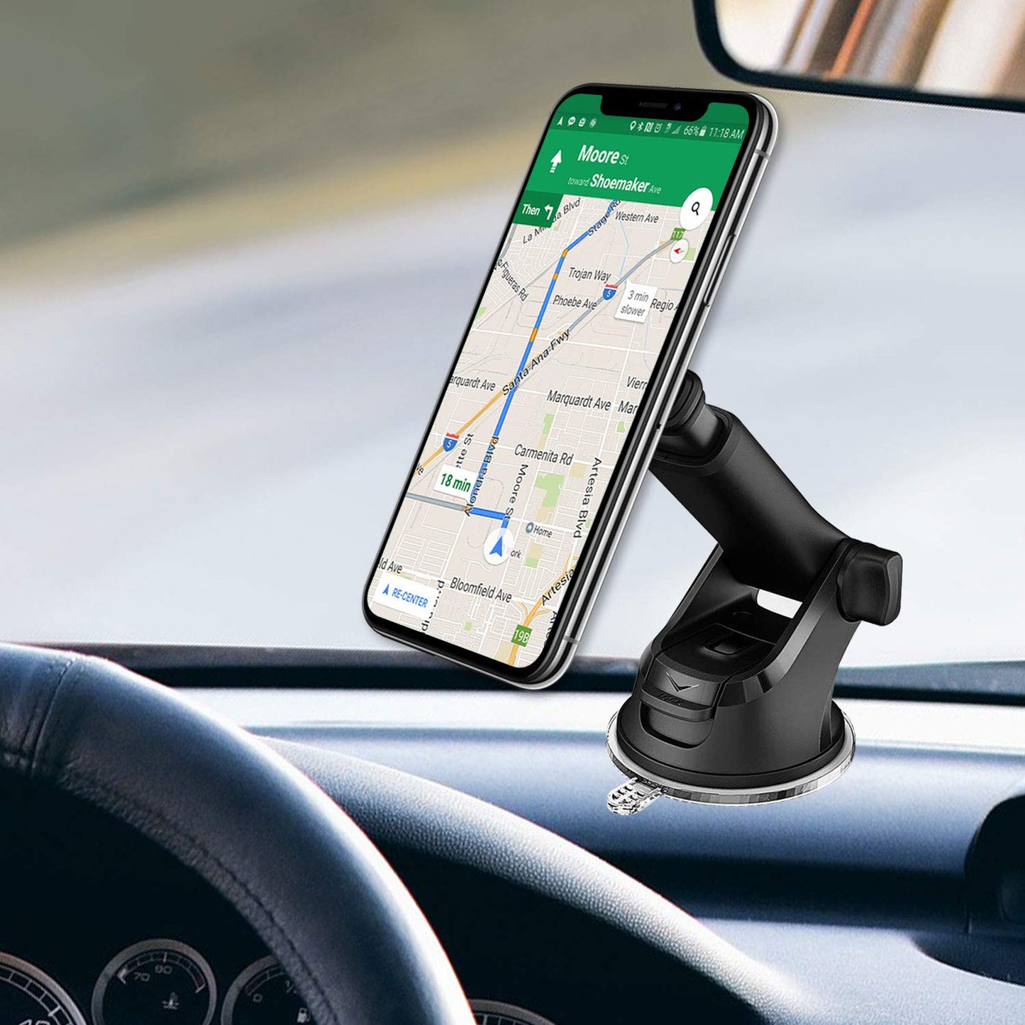 Cellet Magnetic Car Phone Mount, Dashboard & Windshield, Suction Cup Car Phone Holder, Telescopic Long-Arm Compatible with iPhone Samsung Galaxy