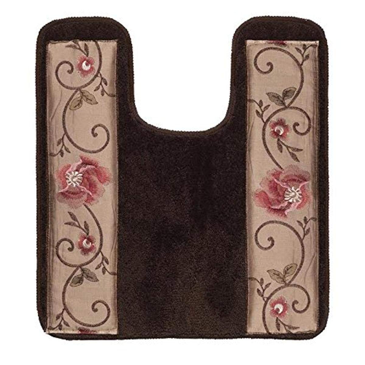 Popular Bath Contour Bath Rug, Larissa Collection, 23" x 10.5", Rose Design
