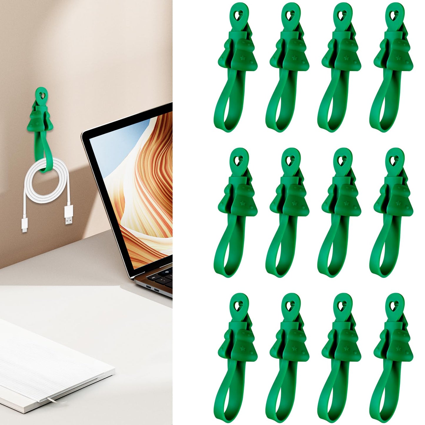 XGJUCE 12 Pcs Appliance Cord Organizer, Silicone Cord Bundlers, No Tools Cord Bundler for Hanging Electrical Cables, Self-Adhesive Design for Quick