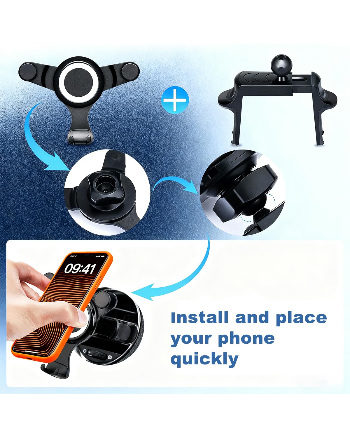 dlfcizlsl Car Phone Mount for Jeep Wrangler JL JLU & Gladiator JT (2018-2024), Dedicated Round Air Vent Cell Phone Holder, Fit for iPhone 17 16 15 14