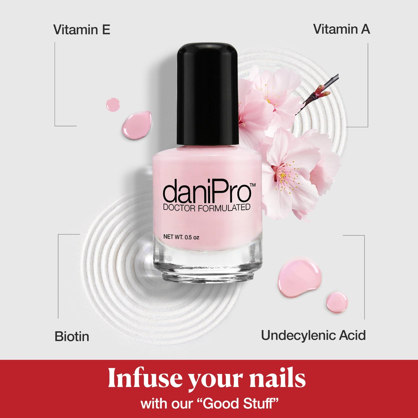 daniPro Love Is All Pink Nail Polish – Doctor Formulated Fingernail & Toenail Polish with Undecylenic Acid, Biotin & Vitamins, 0.5oz, Vegan, USA Made