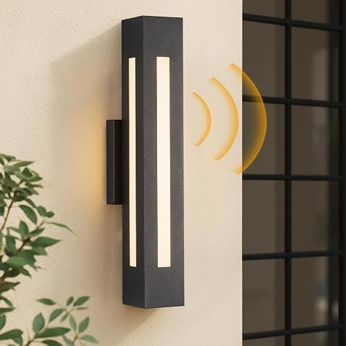 Mythluma Automatic Outdoor LED Wall Light - Dusk to Dawn Sensor, 30W 2100LM for Large Entrances, 4.33x19.7 Inch IP65 Waterproof Black