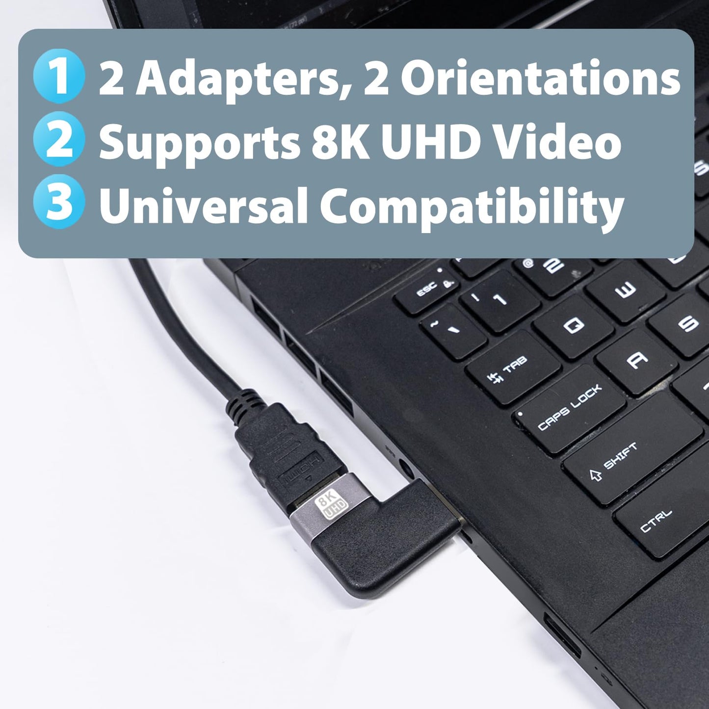 Cyberguys! 90 Degree & 270 Degree Right Angle HDMI Adapter 2 Pack, HDMI Coupler for Tight Space, 8K@60Hz 4K@120Hz HDMI 2.1 Extension Connector, Gold