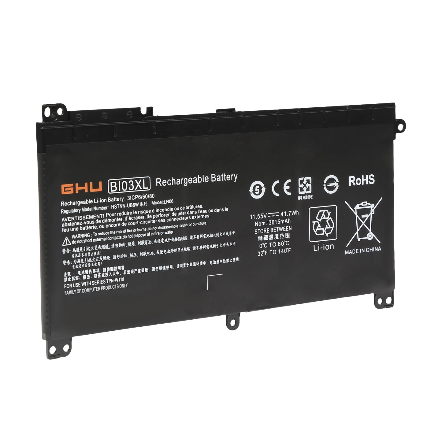 GHU New BI03XL ON03XL Laptop Battery Compatible with HP Pavilion X360 13-U M3-U M3-U001DX M3-U103DX 13-U100TU 13-U100TU Stream 14-AX 14-ax010wm