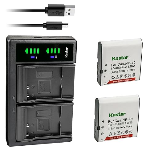 Kastar 2-Pack NP-40 Battery and LTD2 USB Charger Replacement for Minolta MN4K100Z 4K Ultra HD, Minolta MN4K30NV 4K Ultra HD / 30 MP, Minolta MN100HDZ