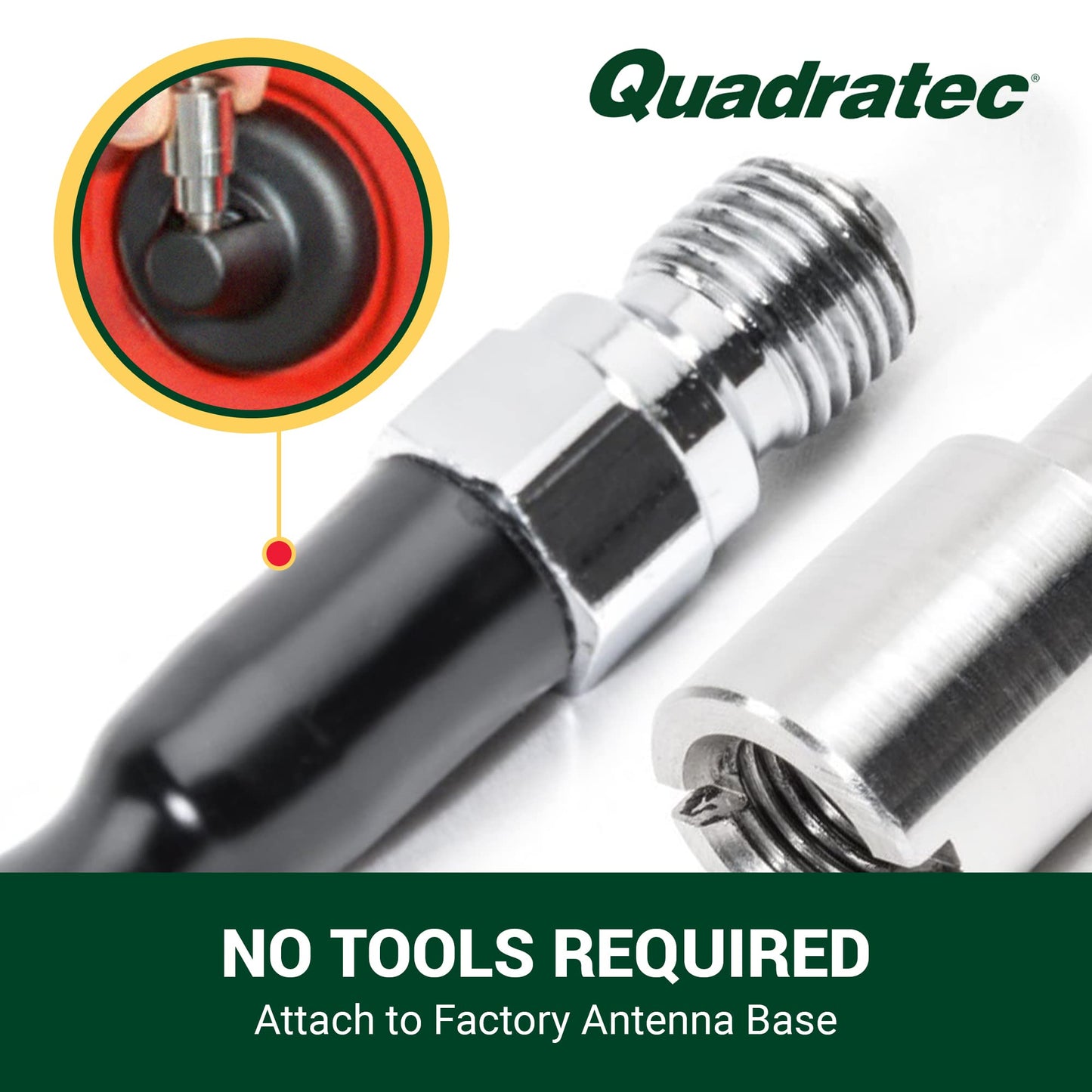 Quadratec 16" Hi Performance AM/FM Stubby Antenna - Fits Jeep Gladiator JT, Wrangler JK, JL, JKU, & JLU 2007-2023 - No Tool Installation