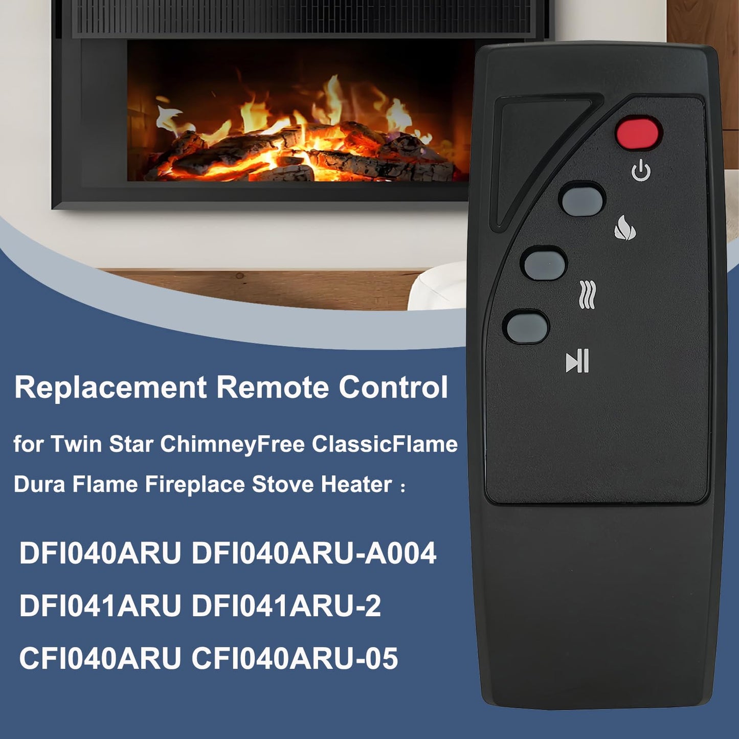Replacement Remote Control for Twin Star ChimneyFree ClassicFlame Dura Flame Fireplace Stove Heater Infrared Remote Controller DFI040ARU