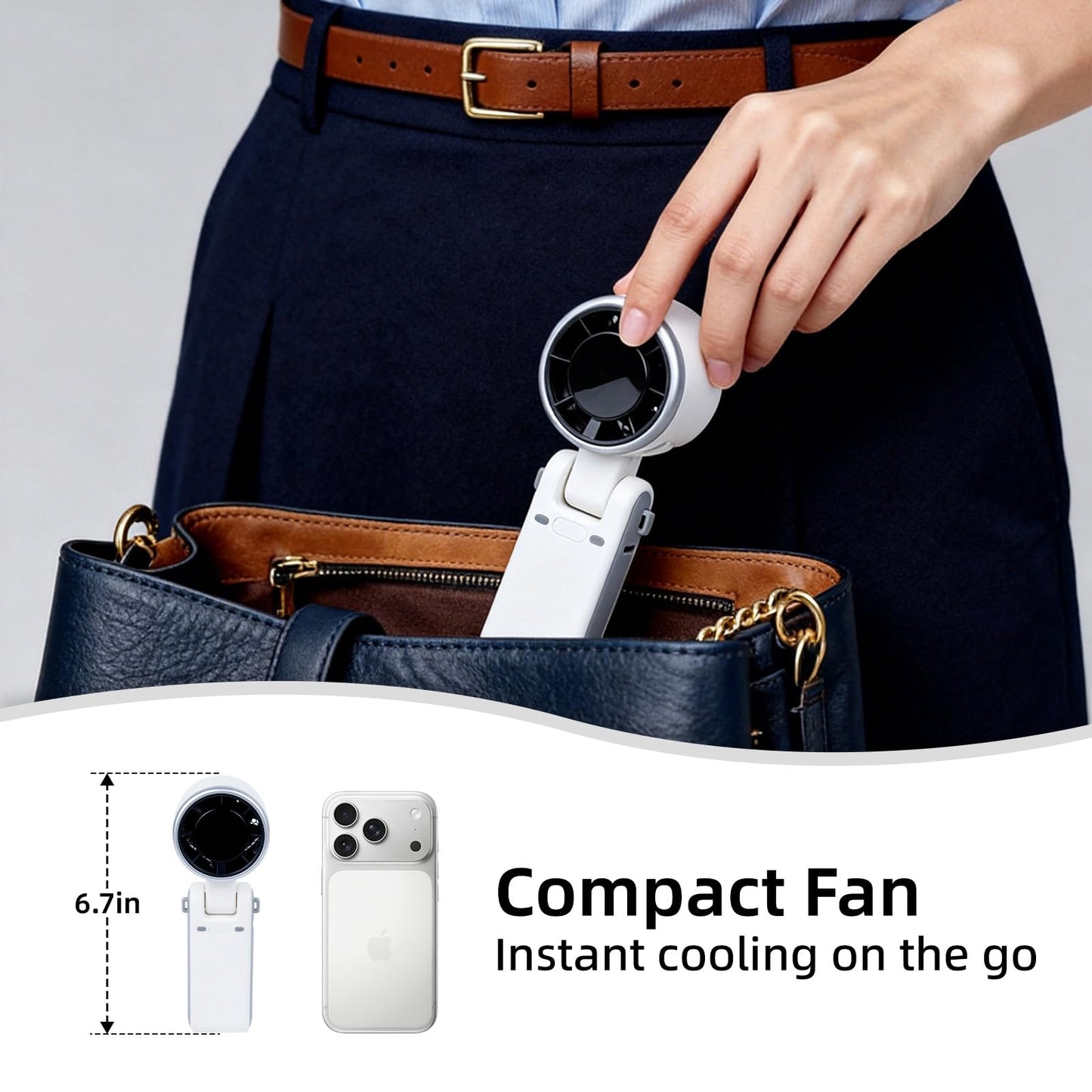 SNWLL Portable Handheld Turbo Fan with Ice Cooling, Rechargeable Personal Fan, Up to 12Hrs Cooling, 5 Speed 25550RPM Powerful Portable Fan for Travel
