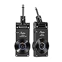 Rowin 2.4G Guitar Wireless System Transmitter Receiver for Electric Guitar Bass Violin with Rechargable Battery, USB Cable (Full Black)