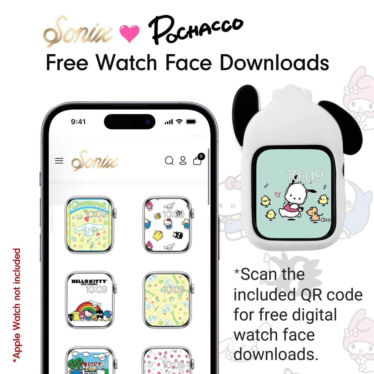 Sonix x Sanrio Apple Watch Cover | Bumper Case for Apple Watch | Protective Silicone Cover | Fits 38mm/40mm/41mm | Pochacco - White