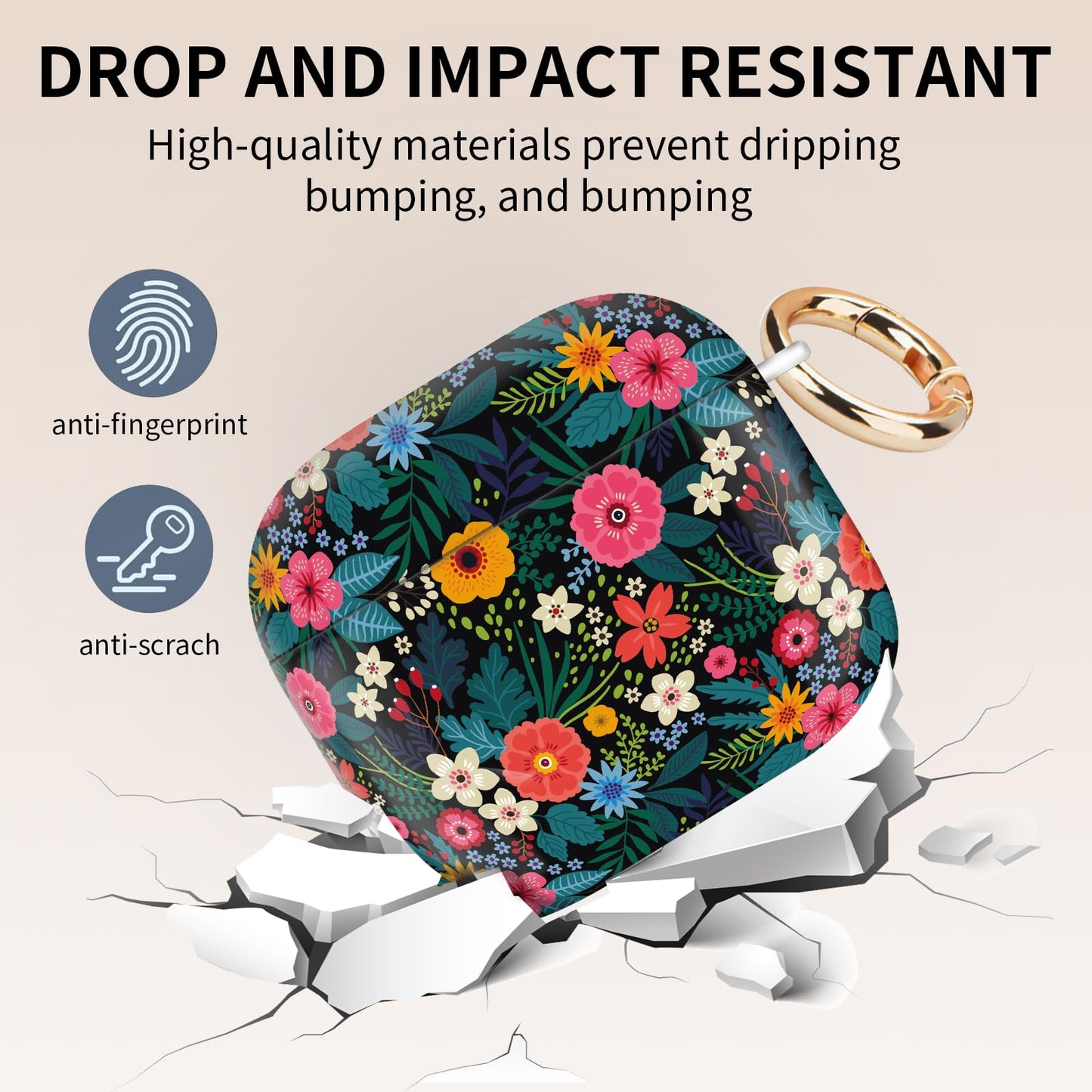 Cute Case Cover Compatible with AirPod 4th Generation 2024, Shockproof for Women & Girls with Golden Round Buckle - Protective, Anti-Drop