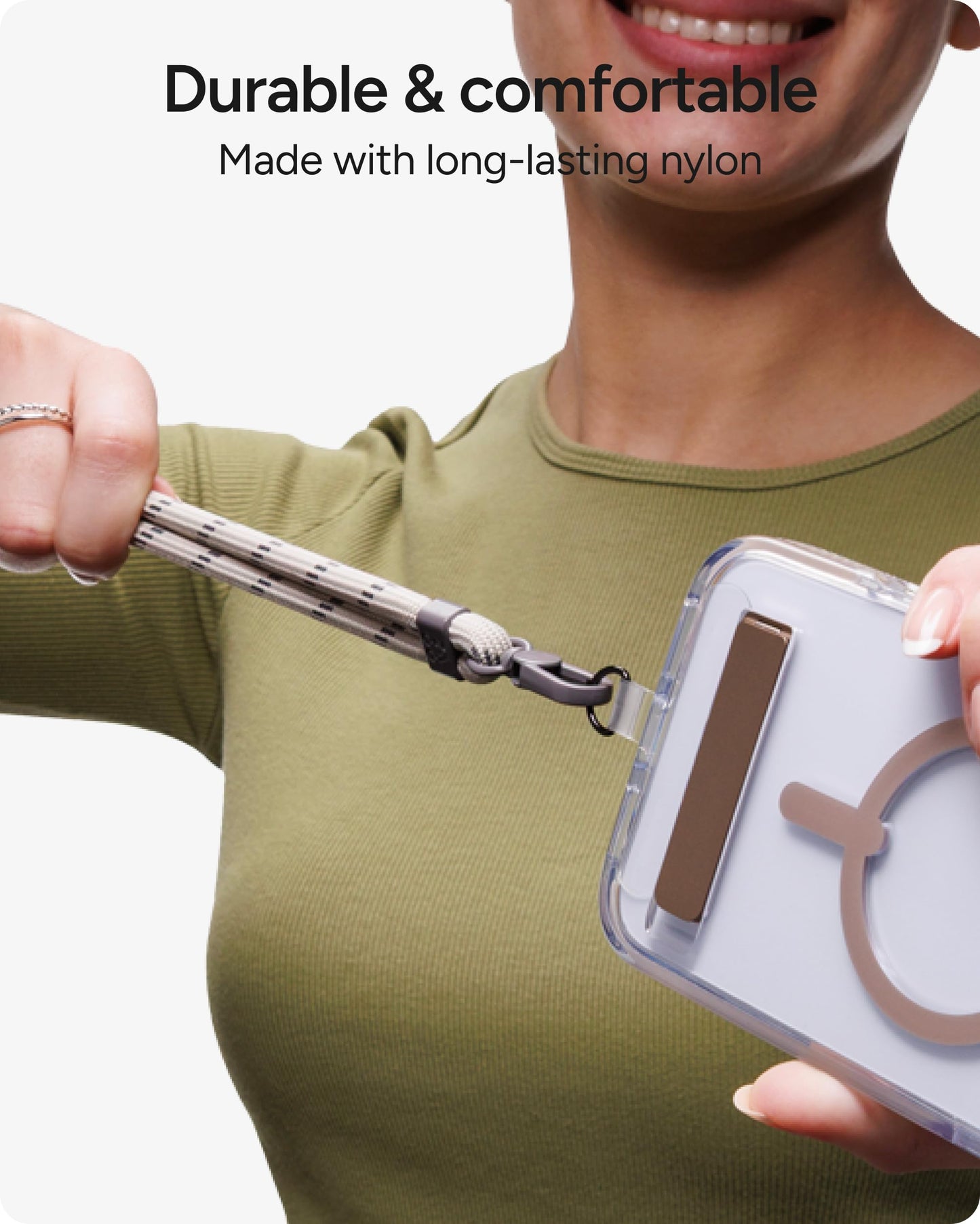 ZAGG Crossbody Lanyard for Phone Cases with Lanyard Attach Points - Adjustable Durable Nylon Strap with Tear-Proof Tab - Comfortable Hands-Free Carry