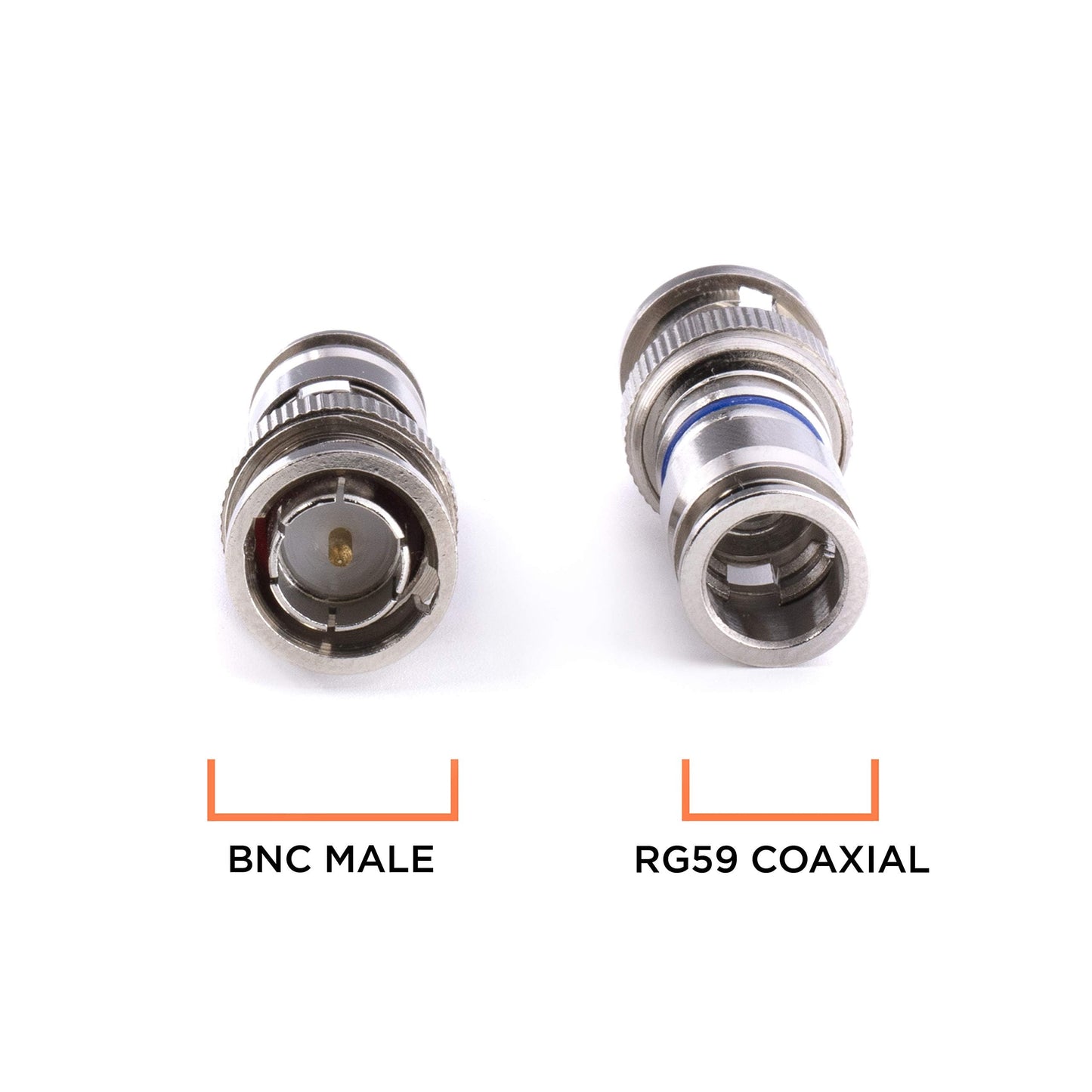 THE CIMPLE CO - BNC Compression Connector for RG59 Coaxial Cable - Male RG59 BNC Connectors for Security Cameras, CCTV, SDI, HD-SDI - Coax Cable Ends