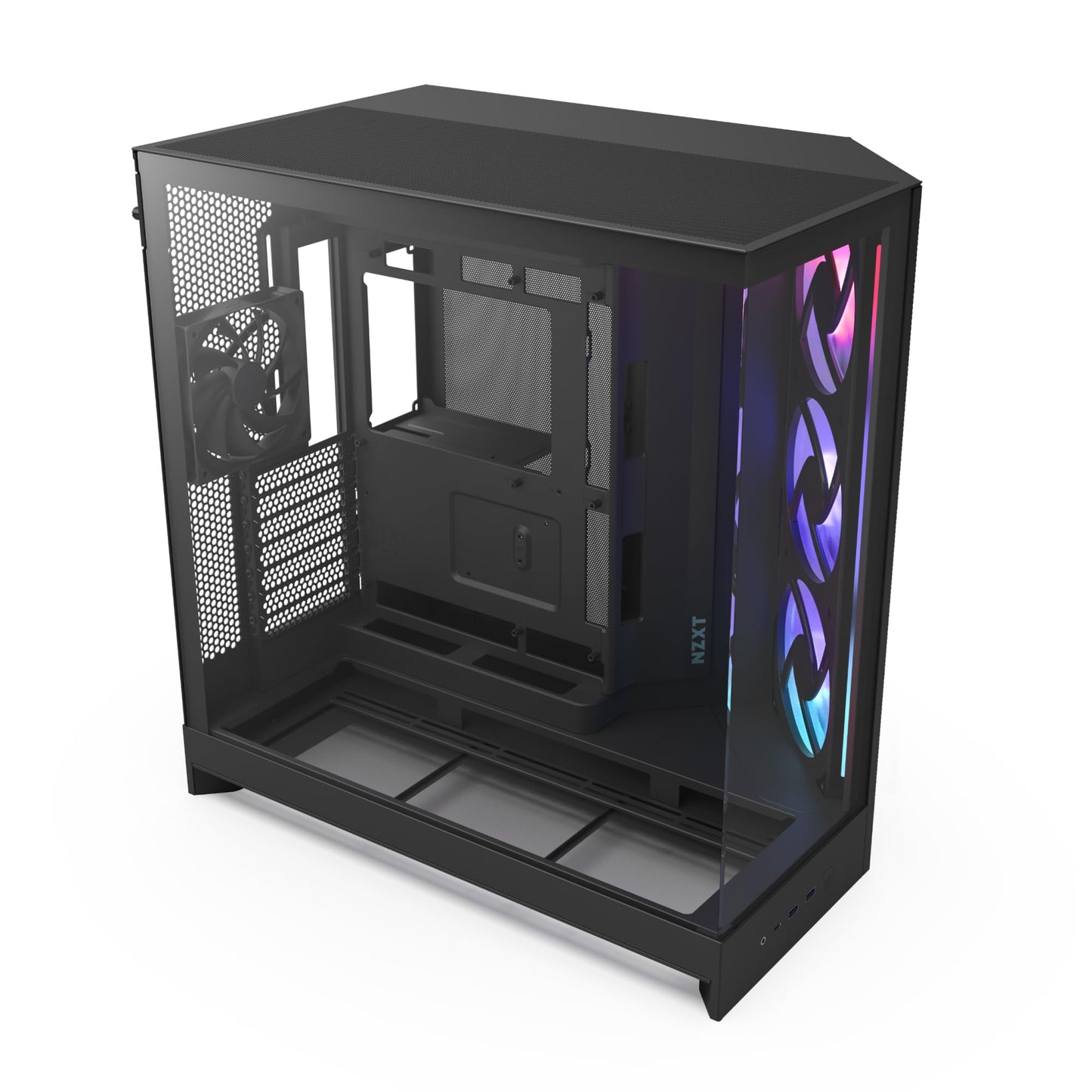 NZXT H9 Flow RGB (2025) - Large Dual-Chamber ATX Mid-Tower Airflow PC Case - Includes 1 x 420mm RGB Fan Unit & 1 x 120mm Fan - 420mm Radiator Support