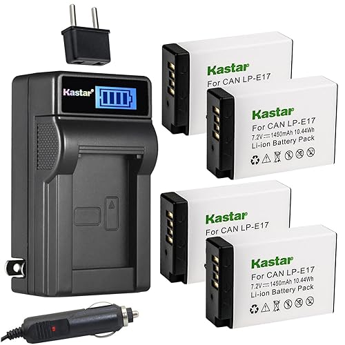 Kastar 4-Pack LP-E17H Battery and LCD AC Charger Compatible with Canon LP-E17 LPE17, 9967B02 Battery, Canon EOS T6i, T6s, T7i, T8i, M6, EOS RP
