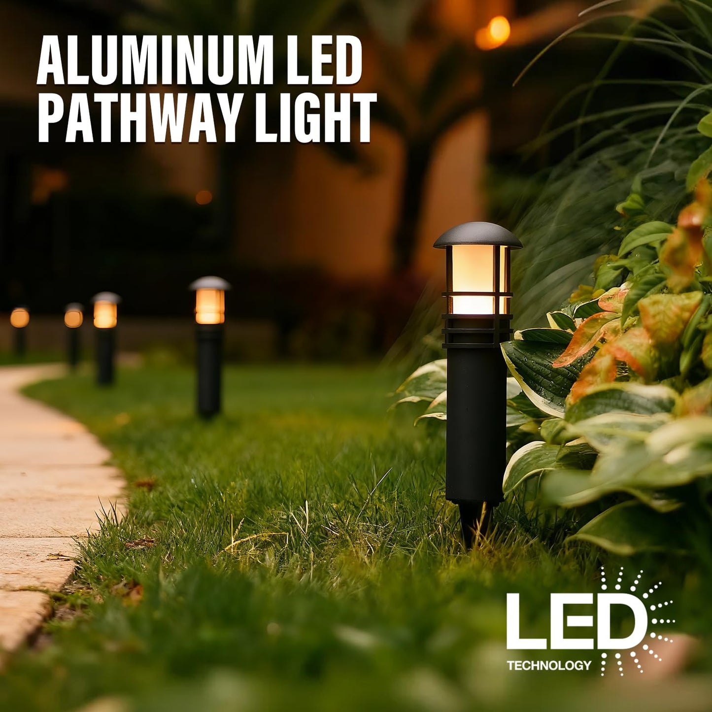 VENUS MANUFACTURING Low Voltage Bollard Lights 4PK Kits, 3W LED Outdoor Landscape Lighting 120Lumen Pathway Light 3000K Warm White Wired Walkway