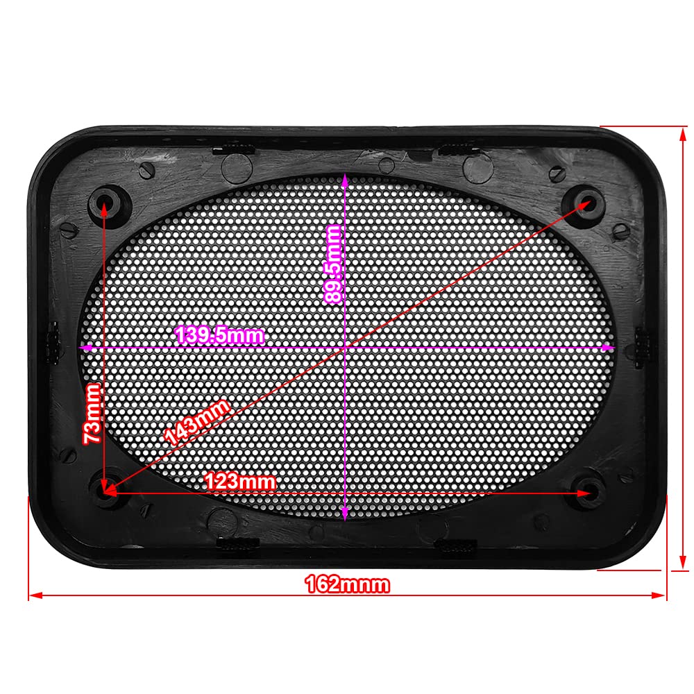 2X DRPSODAC for 4x6 Inch Speaker Grill Dust Cover ABS Decorative Circle Metal Mesh Protection Net Car Audio Accessories 162x112mm/6.38x4.41in