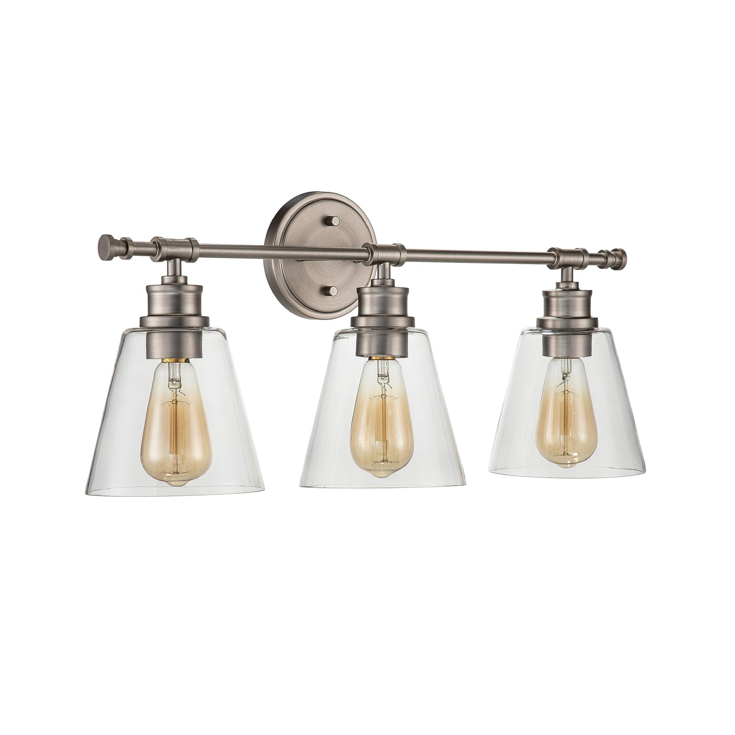 Aspen Creative 62340-09-3, Three-Light Metal Bathroom Vanity Wall Light Fixture, 23-3/4" Wide, Transitional Design in Brushed Nickel