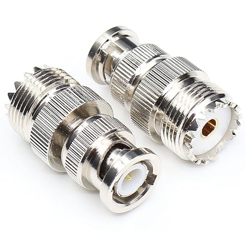 ANHAN BNC to UHF Coax Adapter, BNC Male to UHF Female Connector, PL259 Female Adapter, 2-Pack