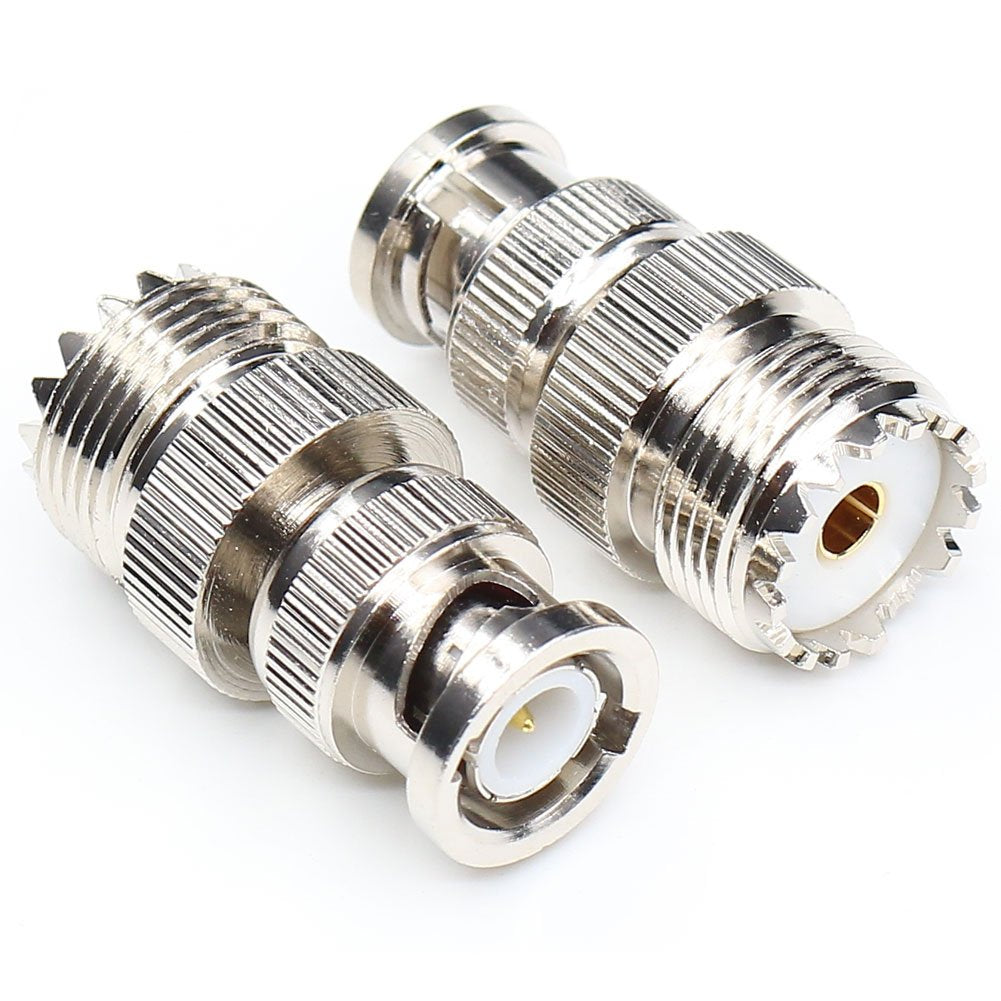 ANHAN BNC to UHF Coax Adapter, BNC Male to UHF Female Connector, PL259 Female Adapter, 2-Pack