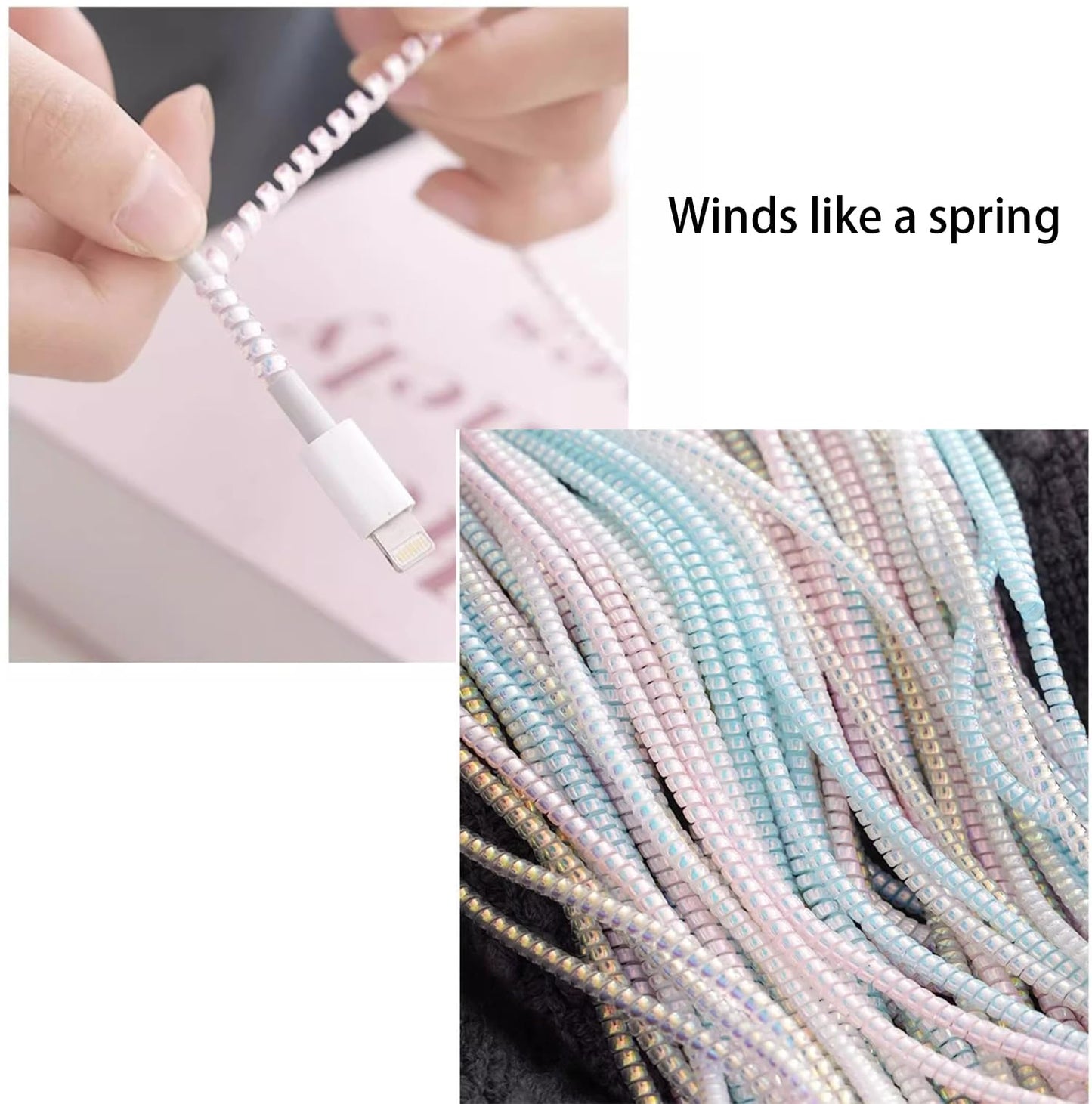 Spiral Cable Protector, Chargers USB Data Cable Protect Sleeve for Phone Earphone, Pet Chew Cables Protector, 1.6m/5.25ft (Green)