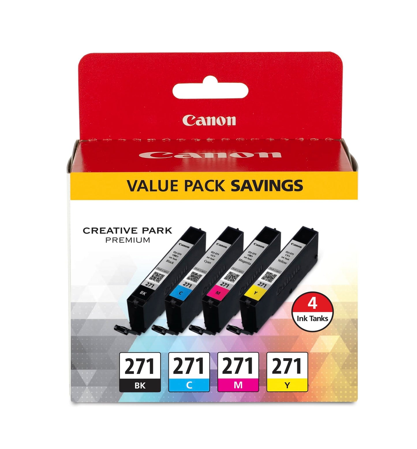 Canon PGI-270 Pigment Black Ink Tank + Canon CLI-271 CMYK Ink Tank 4-Pack