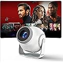 HCHENWRT Mini Projector with Android 14 OS 1080P/4K/8K Video Decoding WiFi 6 & Bluetooth 5.4, 270° Rotatable Stand, Auto Vertical Keystone, Portable