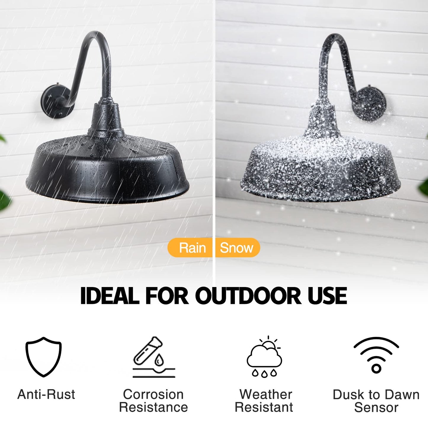 Naurham 21 inch Barn Lights Outdoor Gooseneck Lighting, Dusk to Dawn Black Exterior Barn Lights, Farmhouse Wall Lighting Fixtures with Sensor