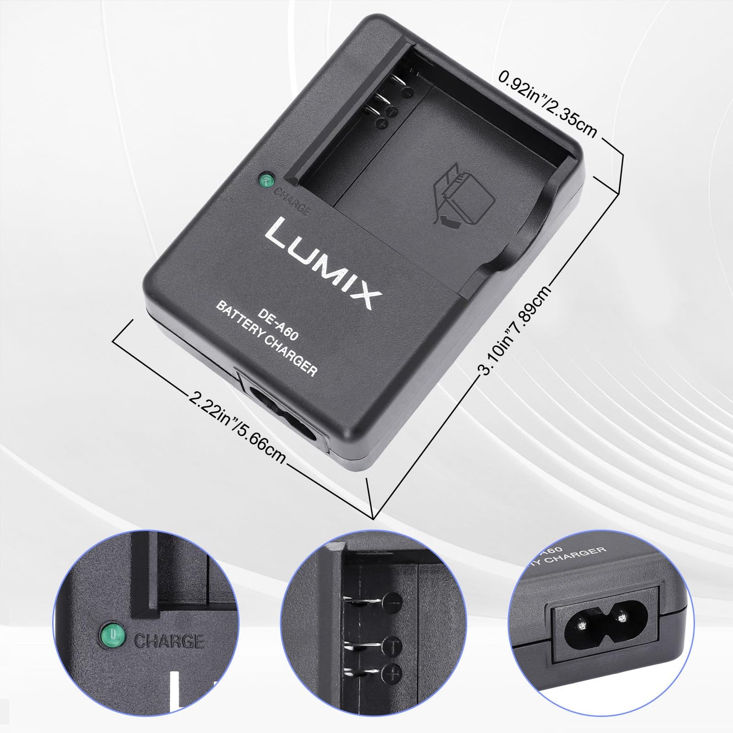 DE-A60 A60 A60B Battery Charger for Panasonic Camera?LUMIX DEA60 DMW-BCF10 BCF10E BCF10PP CGA-S009 CGA-S009E CGA-S/106D S/106C F3 FH22 FS15 FH1 DE-A59