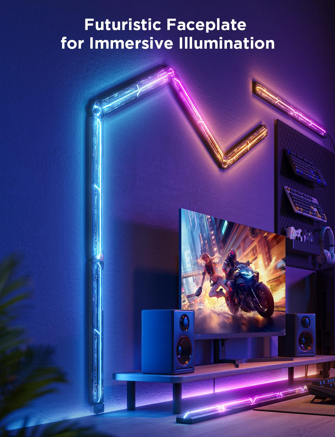 Govee Gaming Wall Light, RGBIC Glide Wall Light, Work with Matter, Alexa and Google Assistant, DIY Customized LED Wall Lighting Effects and Shapes
