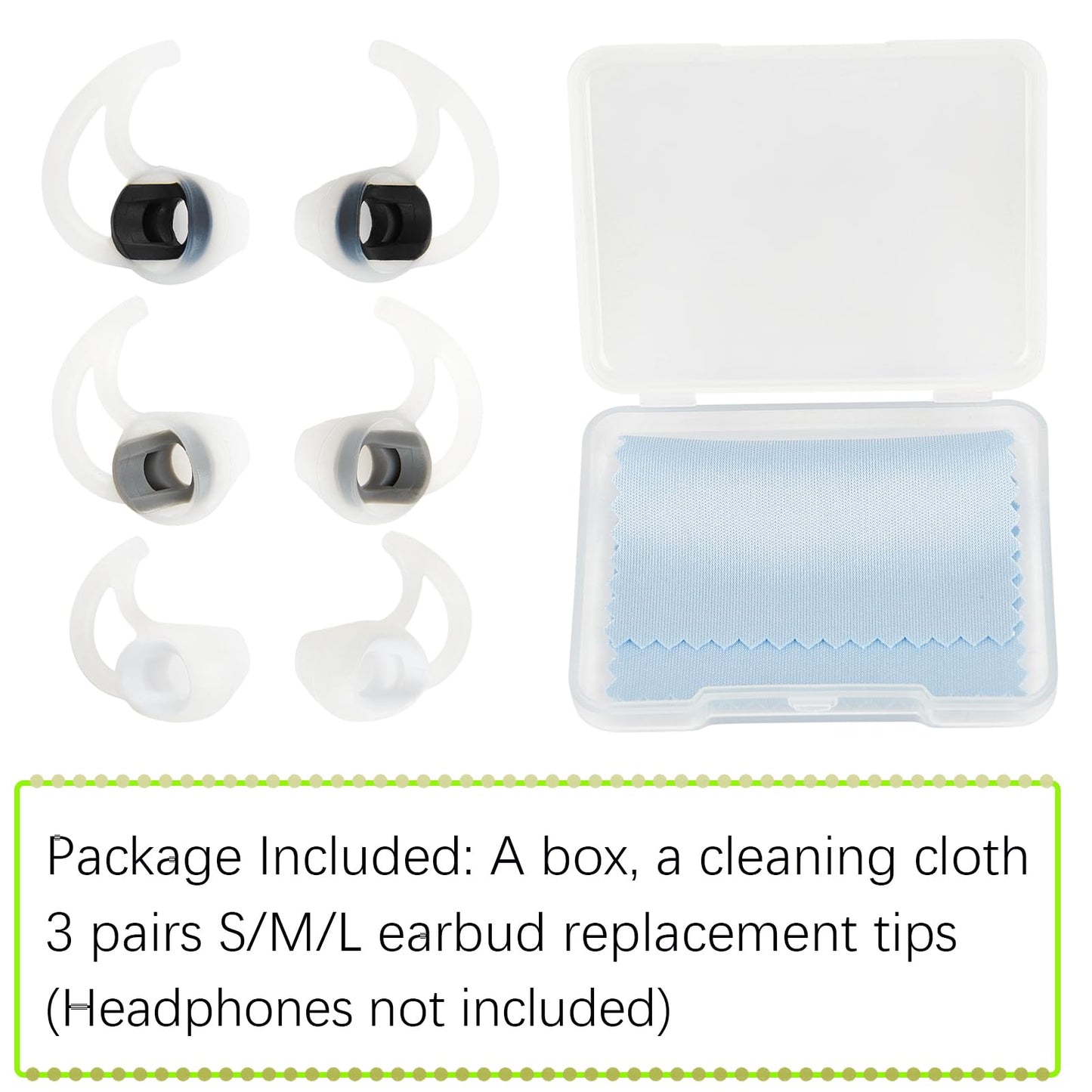 WKYMY Silicone Earbud Replacement Tips Earbud Covers Compatible with Bose SoundSport Freestyle IE2 IE3 Headphone Ear Tips Rubber Tips 3 Pairs S M L