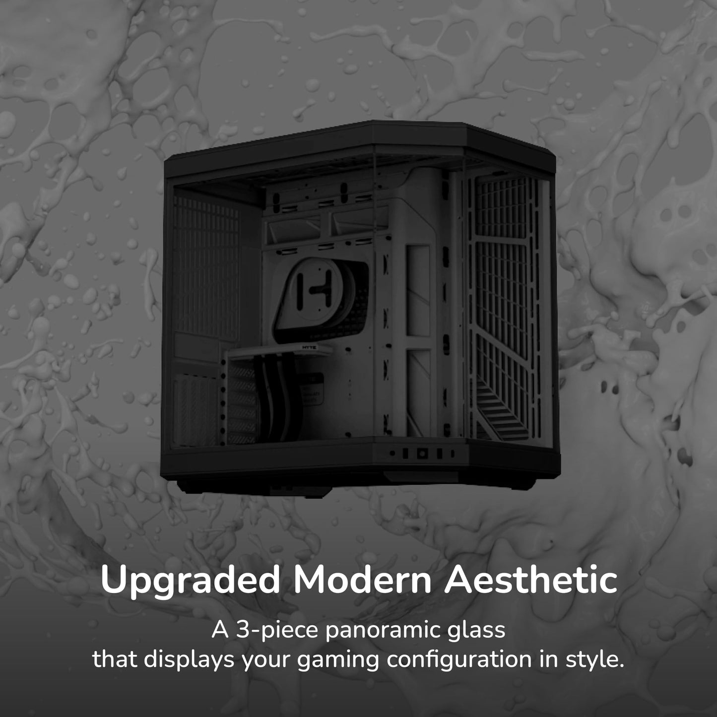 Hyte Y70 Upgraded Modern Aesthetic Dual Chamber Panoramic Tempered Glass Mid-Tower ATX Computer Gaming Case with PCIE 4.0 Riser Cable Included, Black