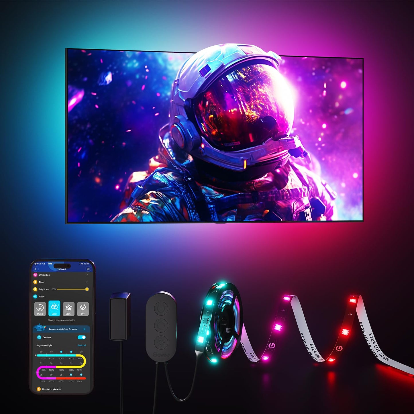Govee TV LED Backlight Strip, RGBIC Smart LED Backlight for 40-50inch TVs, Music Sync, Wi-Fi Bluetooth & App Control, Works with Alexa & Google