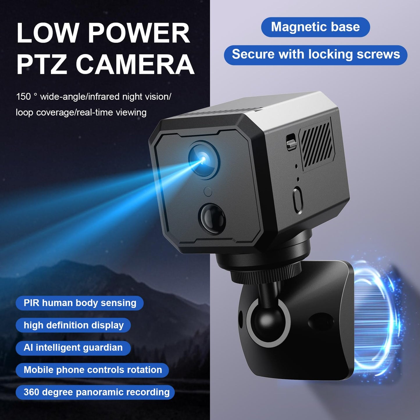 2K WiFi Indoor Camera with 64GB SD Card, Battery Powered Security Cam, 180-Day Standby, Night Vision, Real-Time Alert, Baby Monitor, Pet Cam for Home