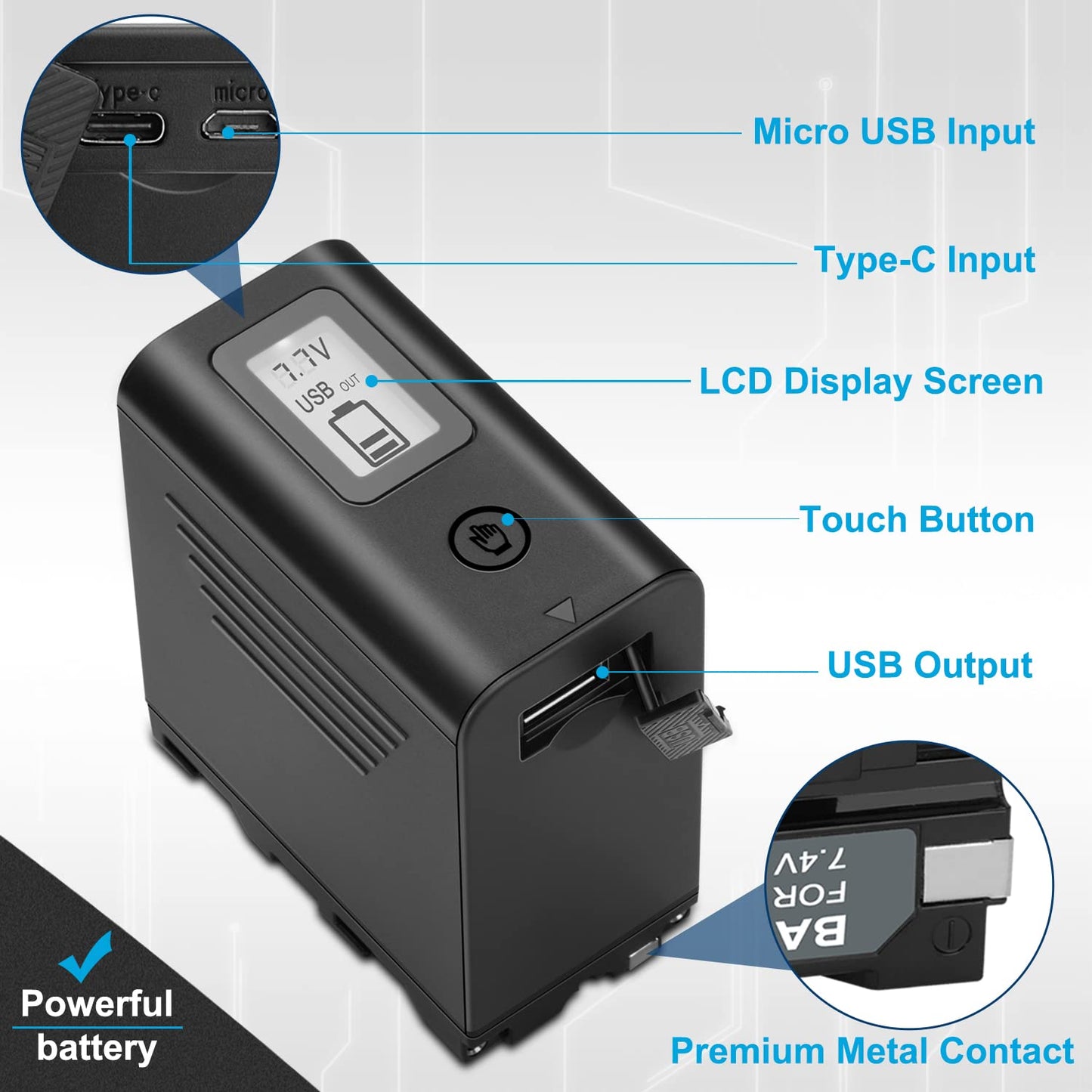 KUNLUN 2-Pack 8800mAh NP-F970 Battery Compatible for Sony NP-F Battery NP-F970 NP-F975 NP-F980 NP-F960 NP-F770 NP-F750 NP-F550 and Sony Handycam