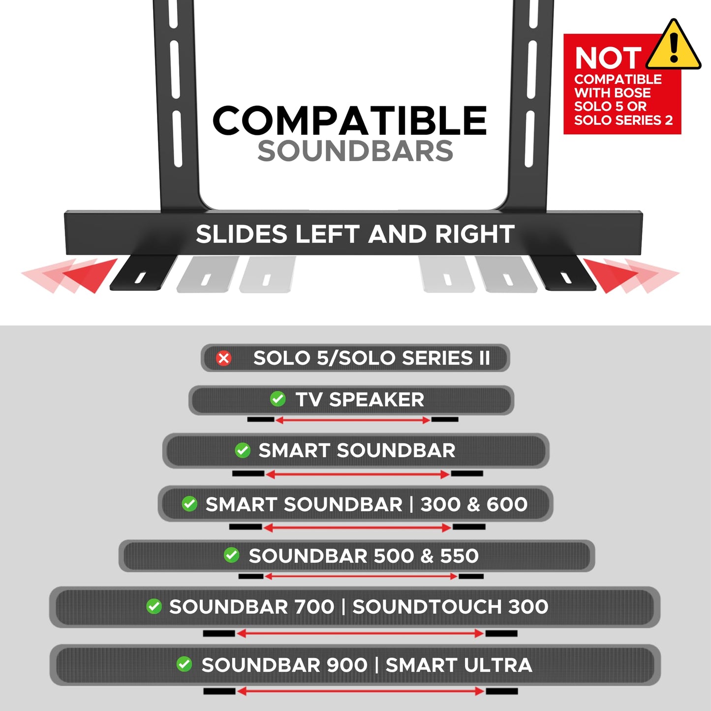 Sound Bass Universal Under TV Mount, Compatible with Bose Smart Soundbar 300 500 550 600 700 900, Ultra, TV Speaker, SoundTouch 300, Invisible Once