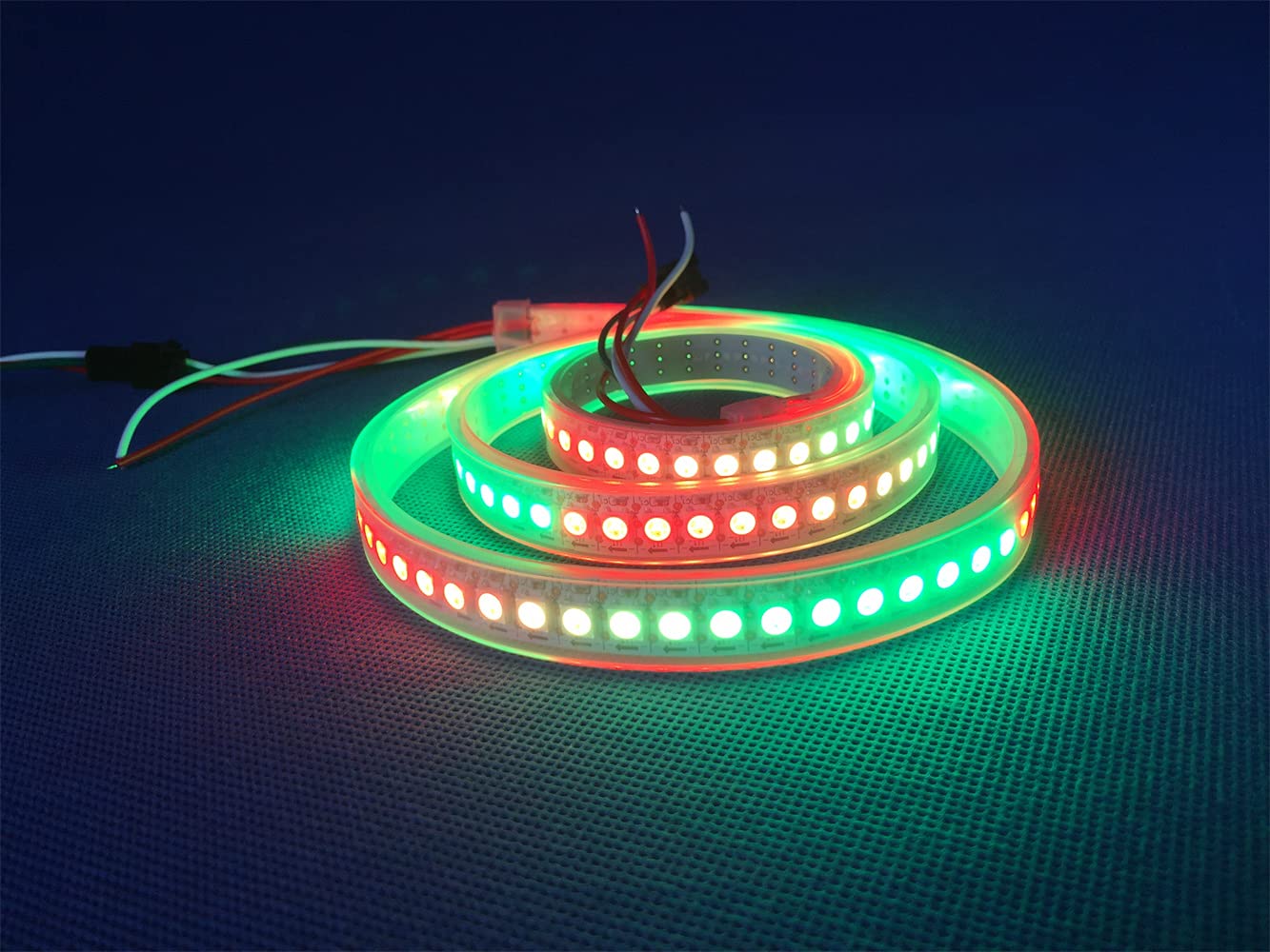 WS2812B LED Strip Individual Addressable Light 144Pixels/m SMD 5050 RGB Pixel Strip DC5V 3.2FT 144LEDS Waterproof IP67 White PCB