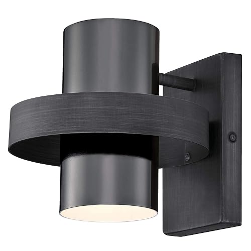 Westinghouse 6369100 Exton One-Light Indoor Wall Sconce Light Fixture, Distressed Aluminum Finish with Gun Metal Shade, Black
