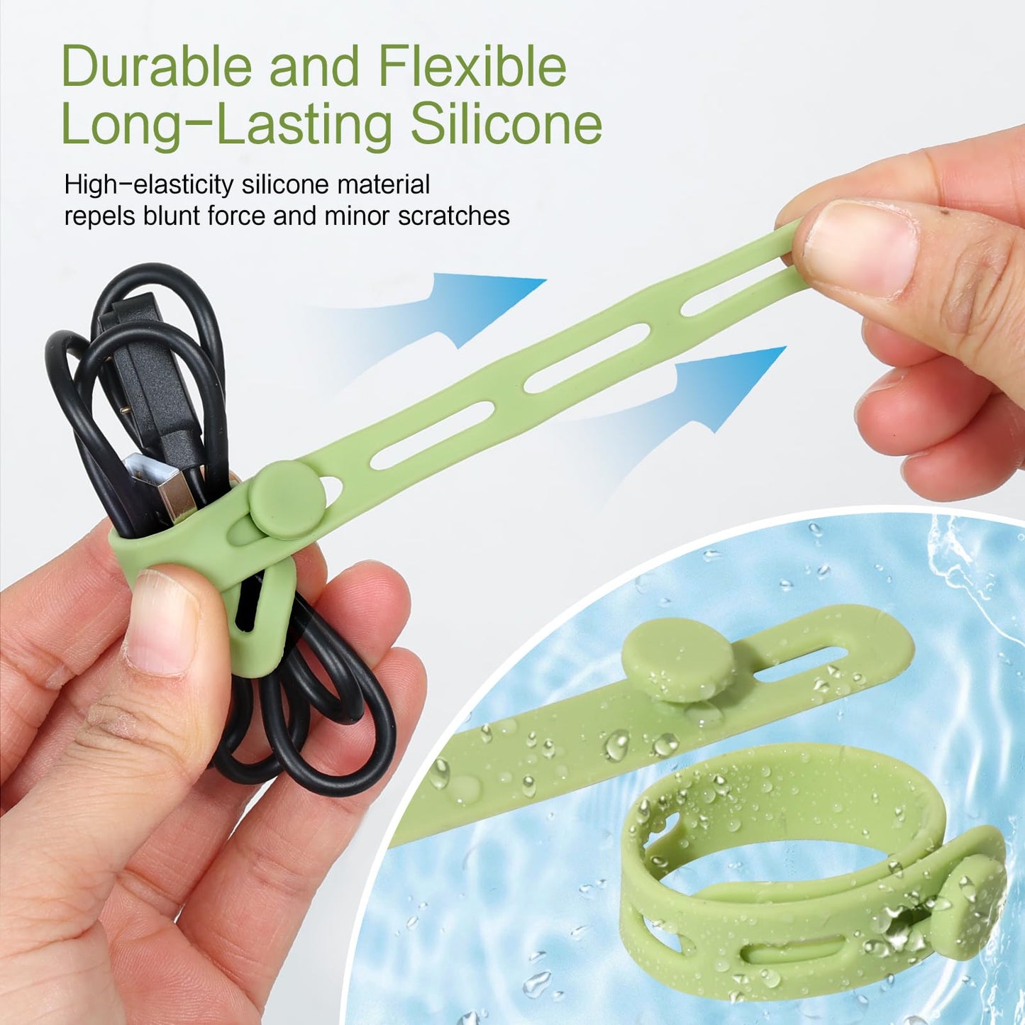 Donruby 24Pcs Silicone Cable Ties - Reusable & Washable with Locking Buckles, Adjustable Fastening Cable Management Straps, Multi-Purpose High