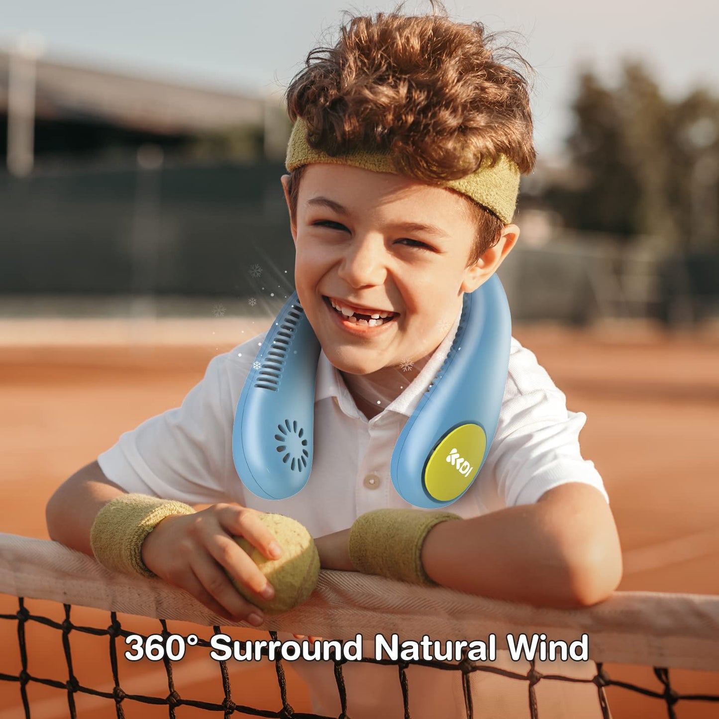 Kids Neck Fan, Portable Bladeless Fans for Kid 4-14Y Girls & Boys, 2600mAh USB Personal Mini Cooling Fan for Travel/Camping/Study, 4 Speeds