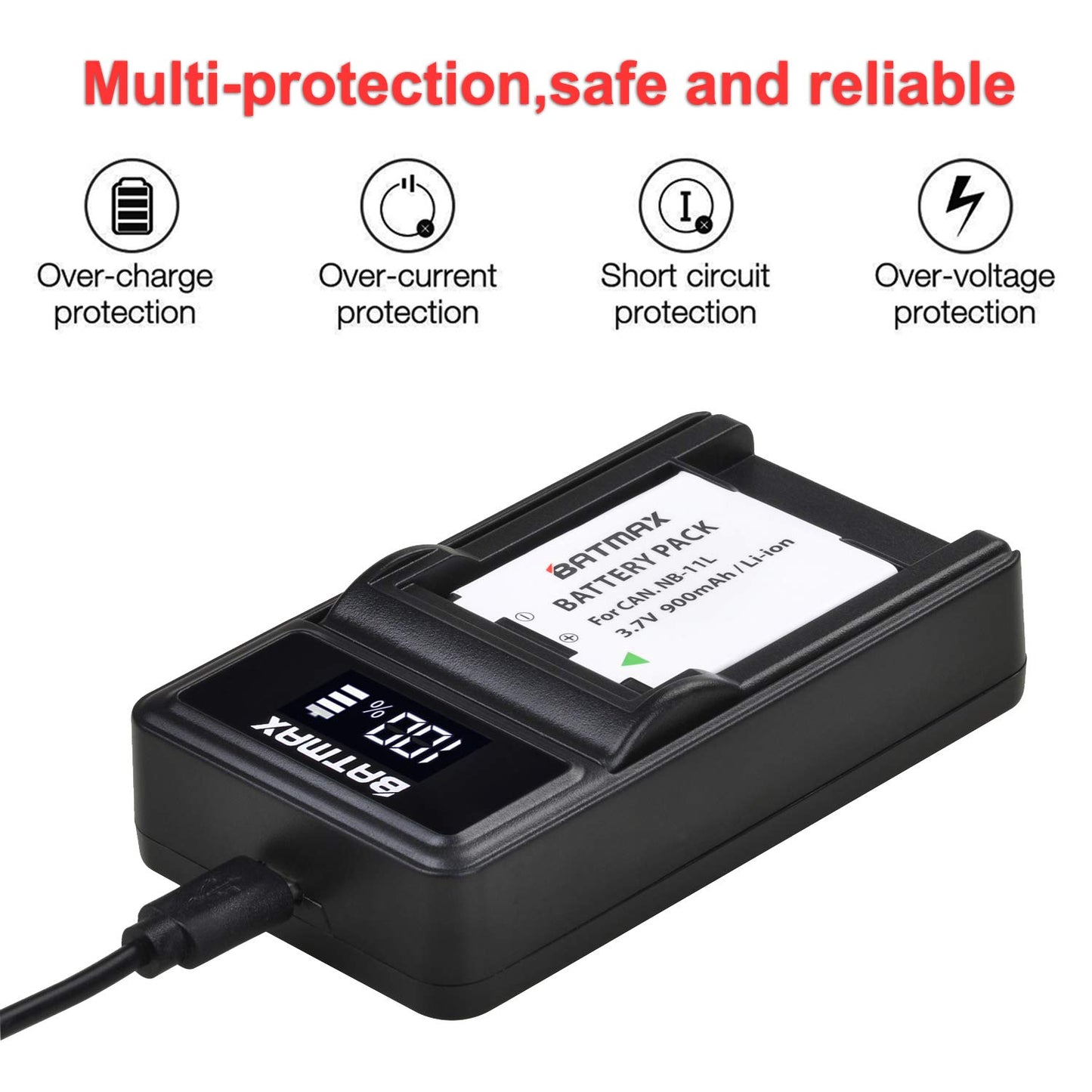 Batmax 2Pcs NB-11L NB-11LH Battery + USB LED Charger for Canon PowerShot A2300, A2400, A2500, A2600, A3400, A3500, A4000, ELPH 190, 180, 170, 160