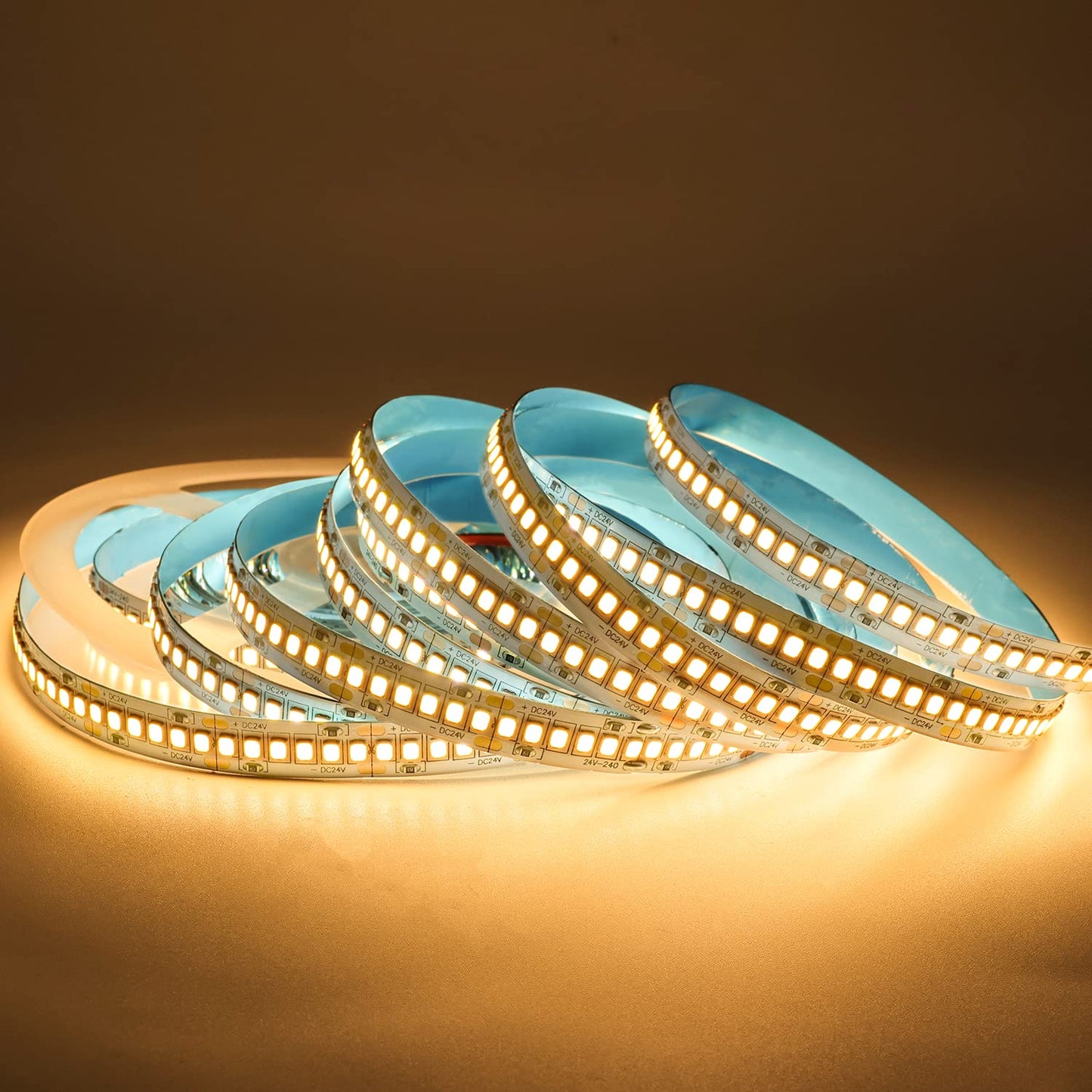 Tesfish 24V LED Strip Lights, Warm White 3000K 16.4ft SMD 2835 IP20 240 LEDs/M Total 1200 LEDs Super Bright 12000LM Rope Light Strips for Bedroom