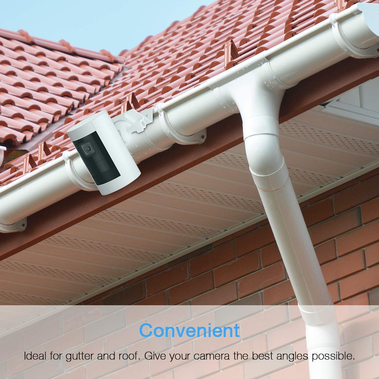 HOLACA Gutter Mount for Stick Up Cam Battery/Plug-in/Pro and Ring Outdoor Cam Plus HD Security Camera-Weatherproof-Give a Perfect Angle for Your Ring